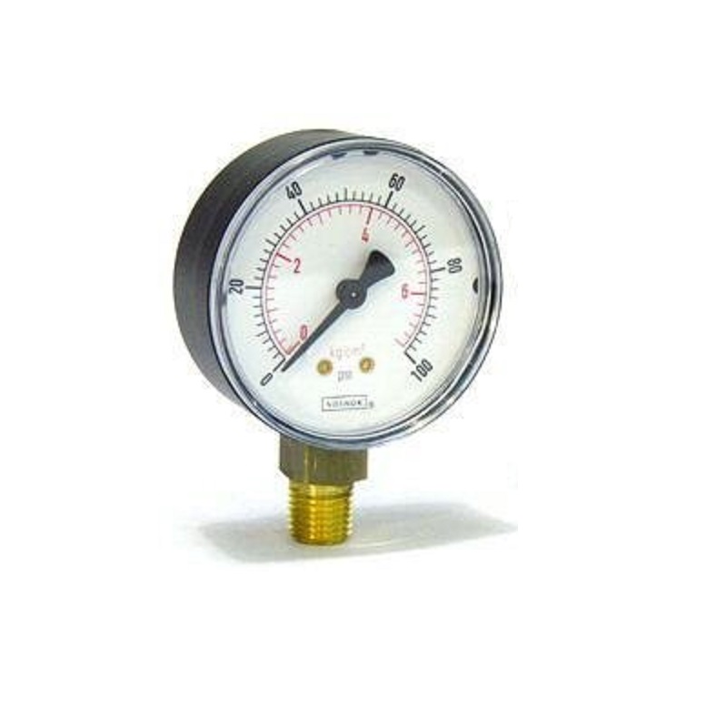 Pressure Gauge 0 to 100 PSI 2-1/2" Face 1/4" Thread Bottom Connection